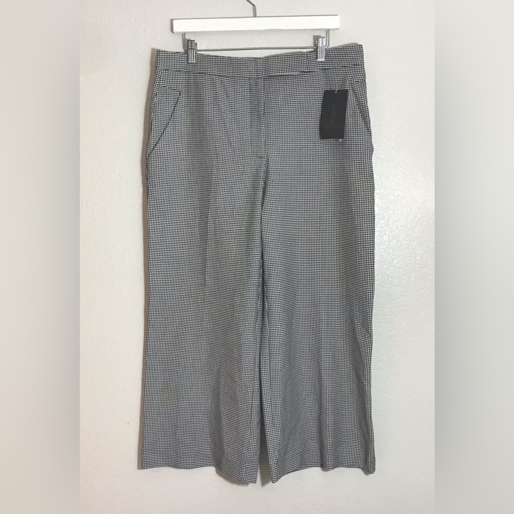 NWT Zara Wide Leg Houndstooth Pants Sz L